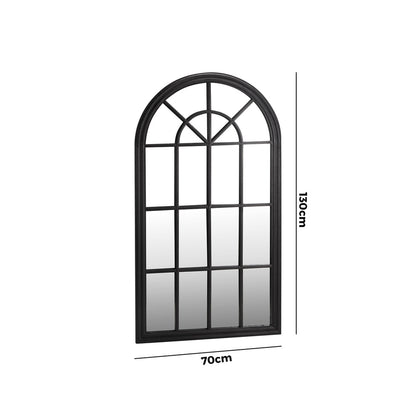 Oikiture Window Mirror Arched Wall Mirrors 130x70cm Black-Window Mirrors-PEROZ Accessories