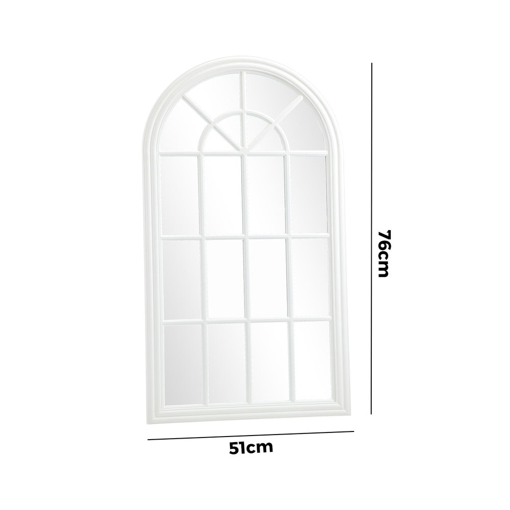 Oikiture 2PC Window Mirror Arched Wall Mirrors 76x51cm Wooden White-Window Mirror-PEROZ Accessories