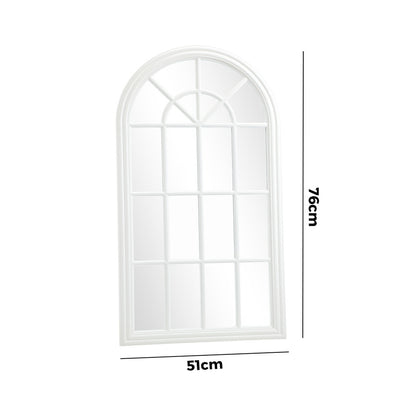 Oikiture 2PC Window Mirror Arched Wall Mirrors 76x51cm Wooden White-Window Mirror-PEROZ Accessories