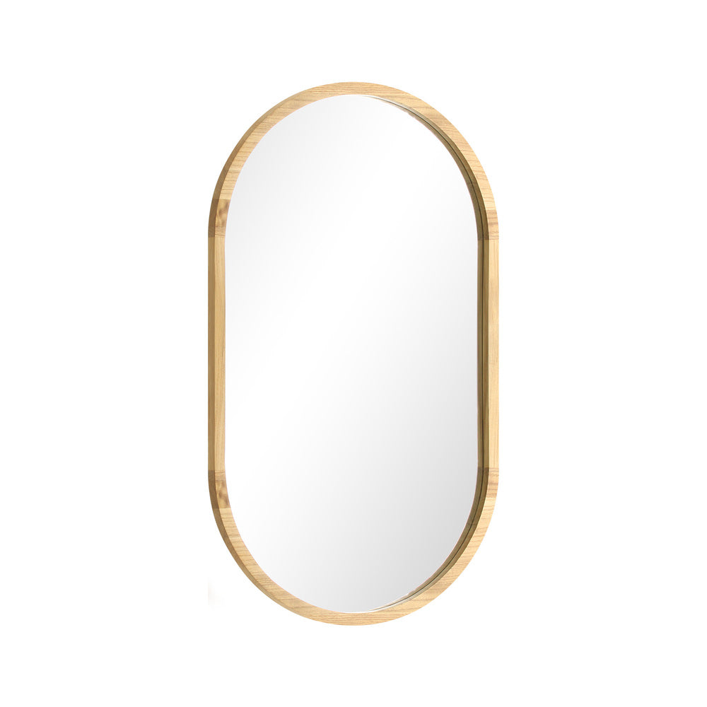 Oikiture Wall Mirror Oval Wooden 84x50cm-Wall Mirror-PEROZ Accessories