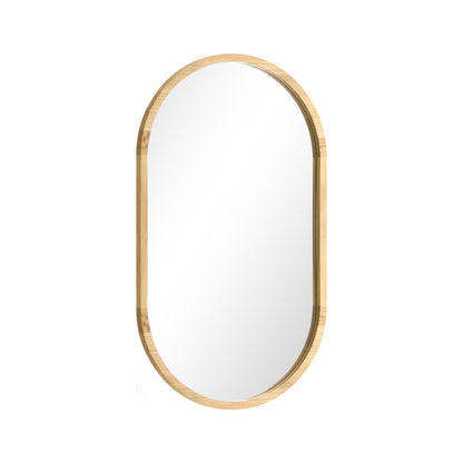 Oikiture Wall Mirror Oval Wooden 84x50cm-Wall Mirror-PEROZ Accessories
