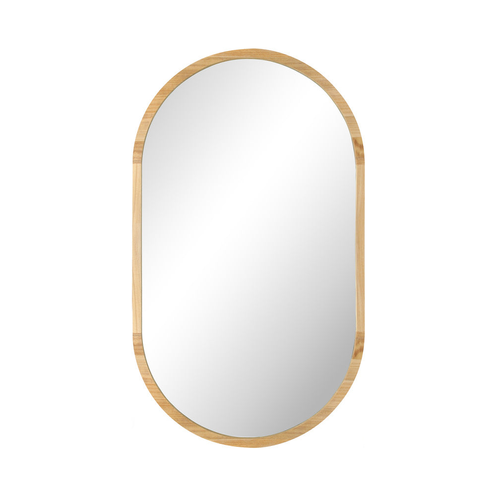 Oikiture Wall Mirror Oval Wooden 84x50cm-Wall Mirror-PEROZ Accessories