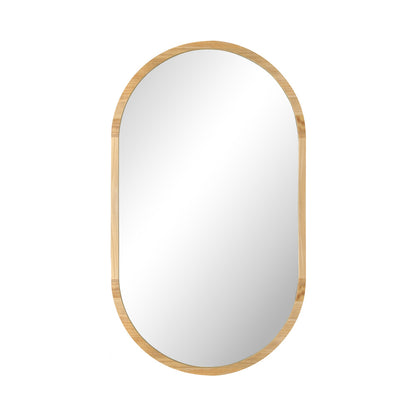 Oikiture Wall Mirror Oval Wooden 84x50cm-Wall Mirror-PEROZ Accessories