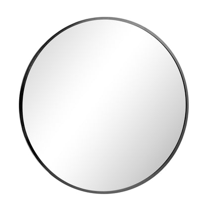 Oikiture Wall Mirrors Round Makeup Mirror Vanity Home Decro 50cm Black Bedroom-Wall Mirrors-PEROZ Accessories