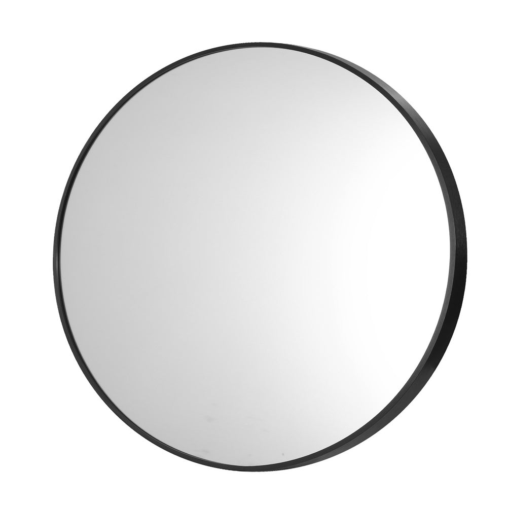 Oikiture Wall Mirror Round Black 80cm-Wall Mirror-PEROZ Accessories
