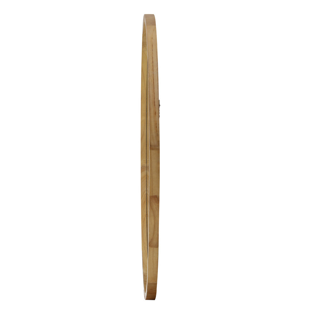 Oikiture Wall Mirror with Wood Frame 90cm Round-Wall Mirror-PEROZ Accessories