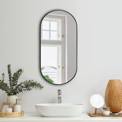 Oikiture Wall Mirrors Oval Black 76x31cm-Wall Mirrors-PEROZ Accessories