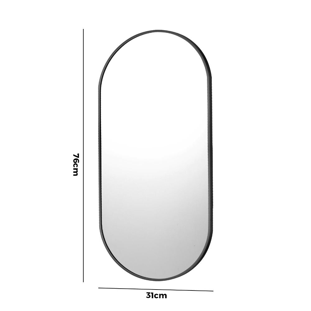 Oikiture Wall Mirrors Oval Black 76x31cm-Wall Mirrors-PEROZ Accessories