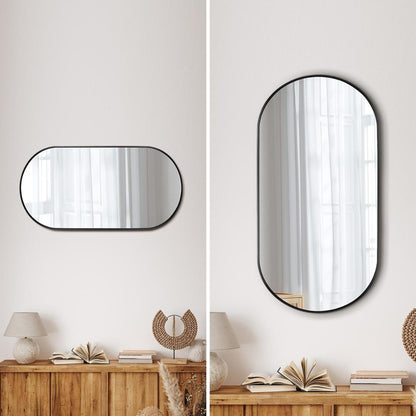 Oikiture Wall Mirrors Oval Black 76x31cm-Wall Mirrors-PEROZ Accessories
