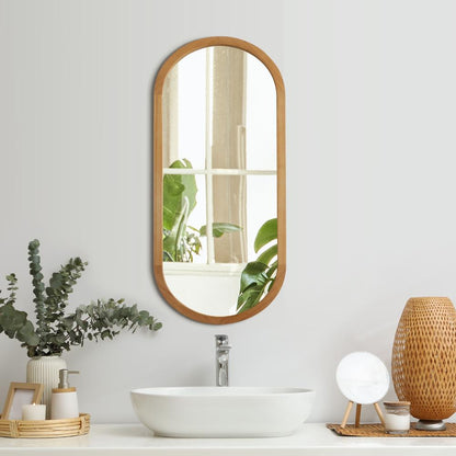 Oikiture Wall Mirrors Oval Wooden 76x31cm-Wall Mirrors-PEROZ Accessories