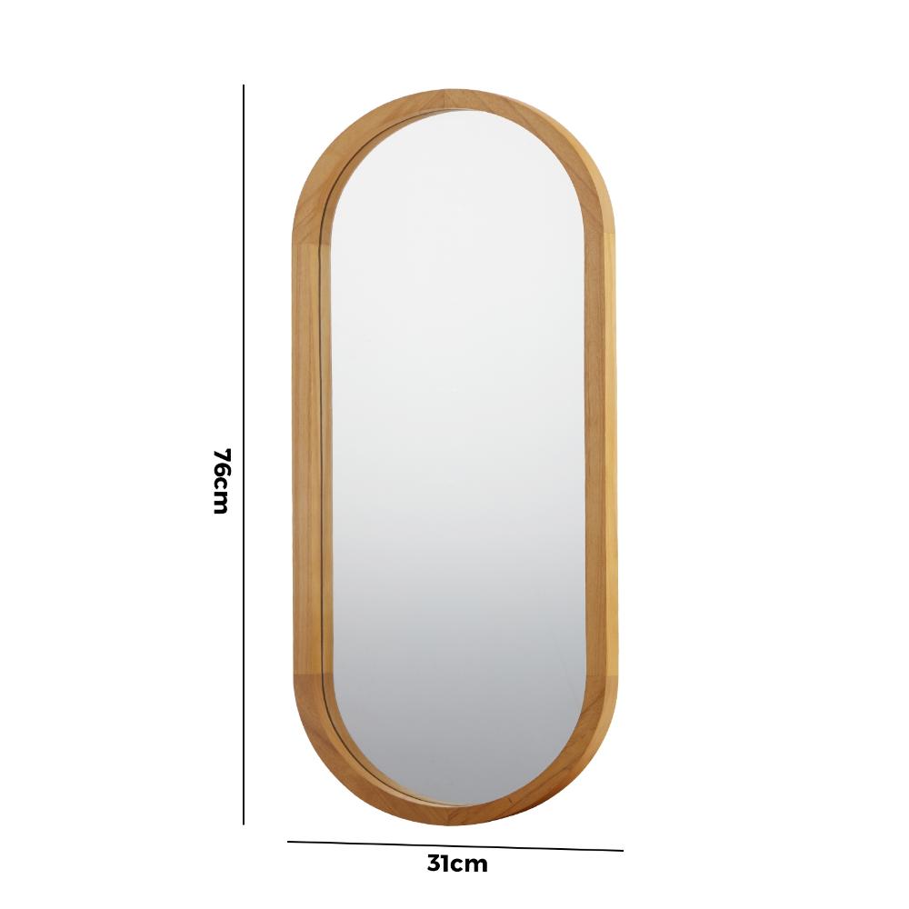 Oikiture Wall Mirrors Oval Wooden 76x31cm-Wall Mirrors-PEROZ Accessories