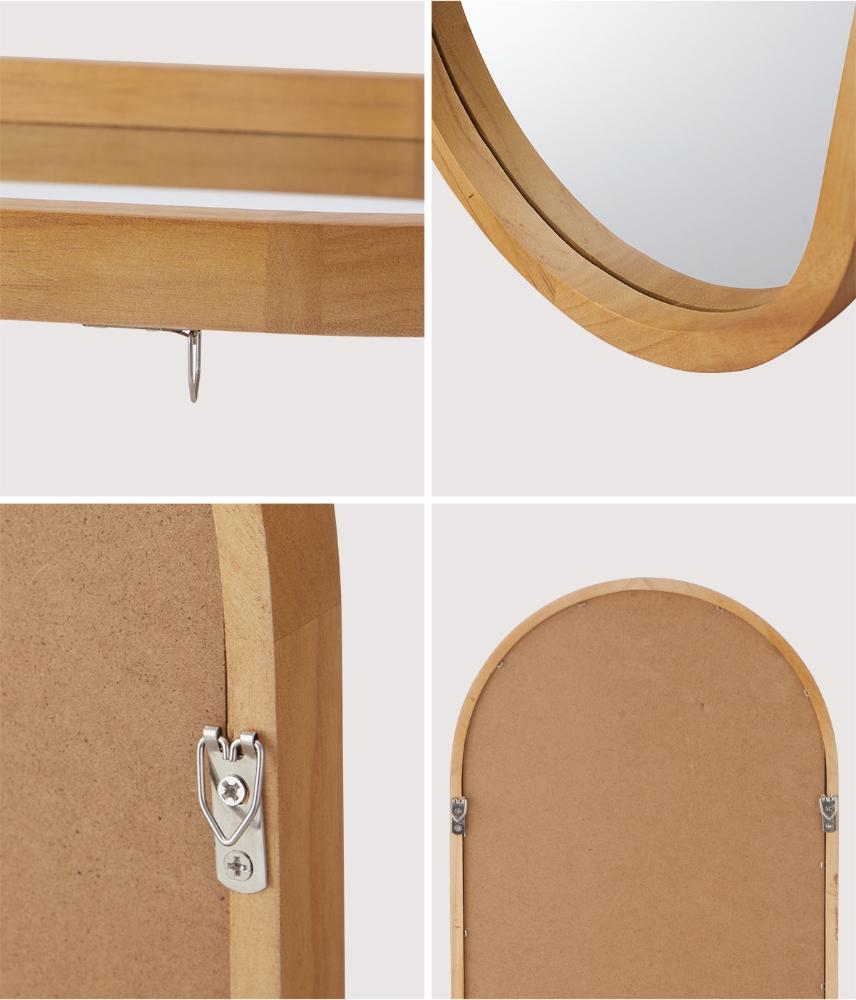 Oikiture Wall Mirrors Oval Wooden 76x31cm-Wall Mirrors-PEROZ Accessories