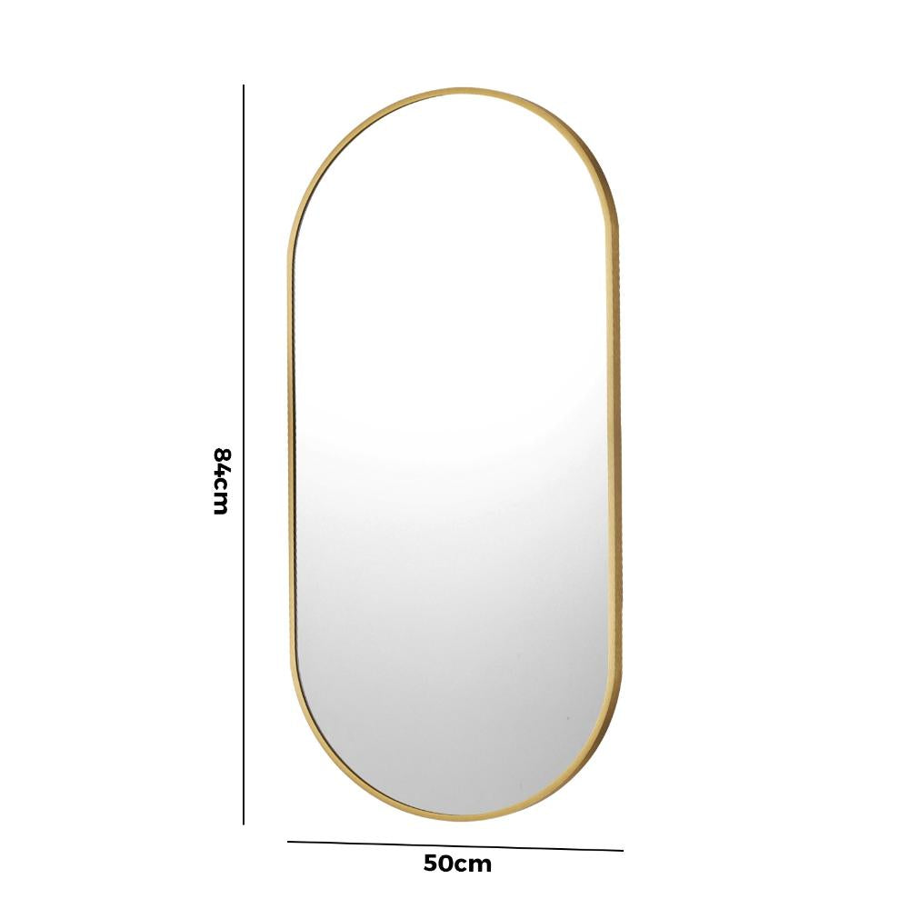 Oikiture Wall Mirrors Oval Gold 84x50cm-Wall Mirrors-PEROZ Accessories