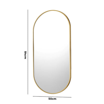 Oikiture Wall Mirrors Oval Gold 84x50cm-Wall Mirrors-PEROZ Accessories