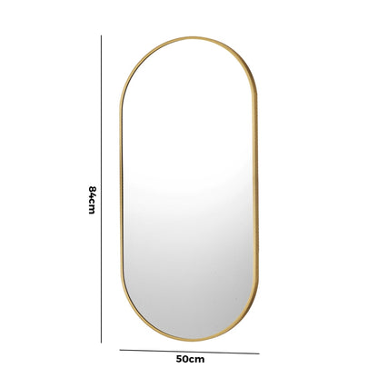 Oikiture Wall Mirrors Oval Gold 84x50cm-Wall Mirrors-PEROZ Accessories