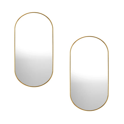 Oikiture Wall Mirrors Oval Mirror Gold 84x50cm Set of 2-Wall Mirror-PEROZ Accessories