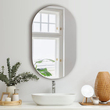 Oikiture Wall Mirrors Oval Frameless 84x50cm-Wall Mirrors-PEROZ Accessories