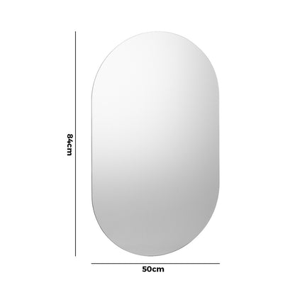 Oikiture Wall Mirrors Oval Frameless Mirror 84x50cm Set of 2-Wall Mirror-PEROZ Accessories