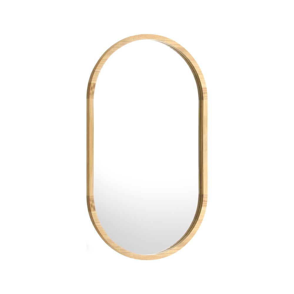 Oikiture Wall Mirrors Oval Wooden 84x50cm-Wall Mirrors-PEROZ Accessories