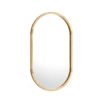 Oikiture Wall Mirrors Oval Wooden 84x50cm-Wall Mirrors-PEROZ Accessories