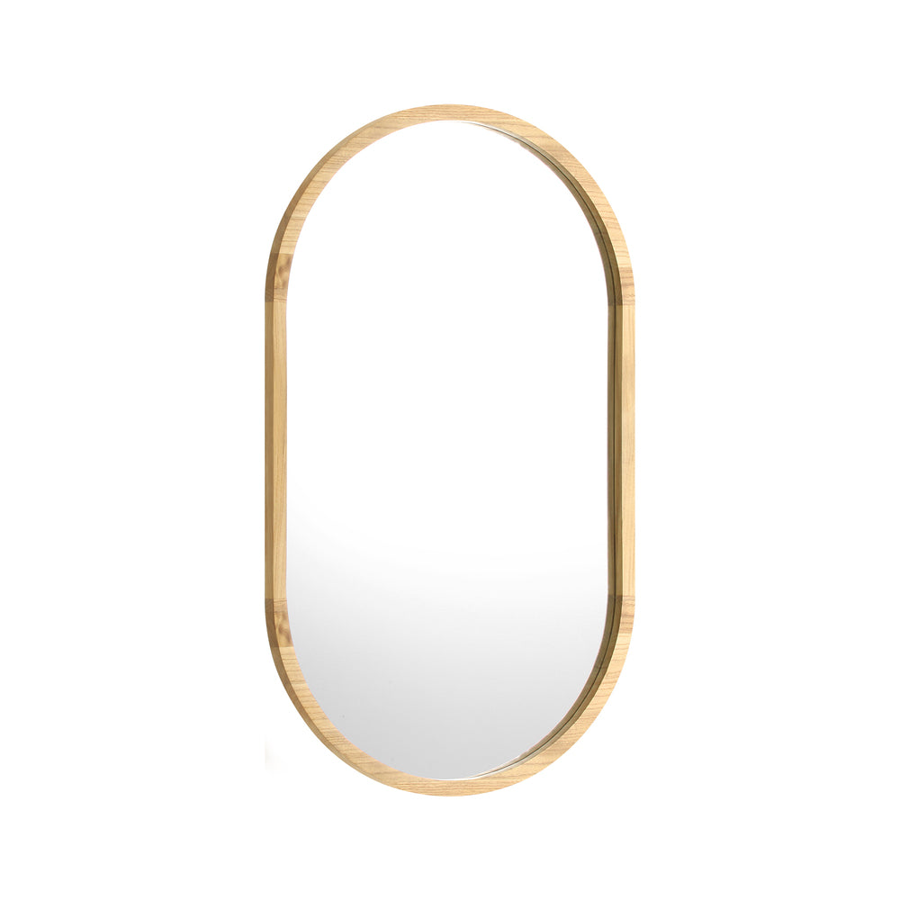 Oikiture Wall Mirrors Oval Wooden 84x50cm-Wall Mirrors-PEROZ Accessories