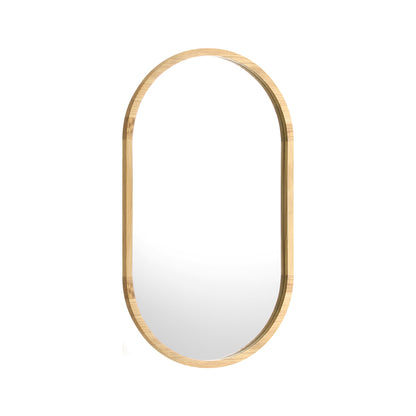 Oikiture Wall Mirrors Oval Wooden 84x50cm-Wall Mirrors-PEROZ Accessories