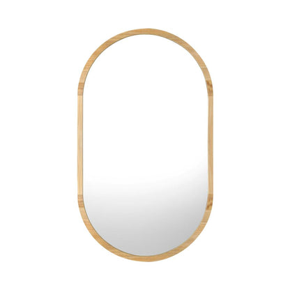 Oikiture Wall Mirrors Oval Wooden 84x50cm-Wall Mirrors-PEROZ Accessories