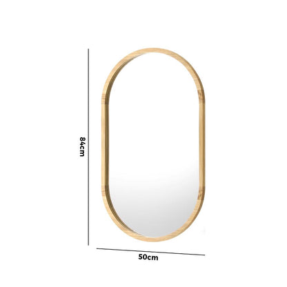 Oikiture Wall Mirrors Oval Wooden 84x50cm-Wall Mirrors-PEROZ Accessories