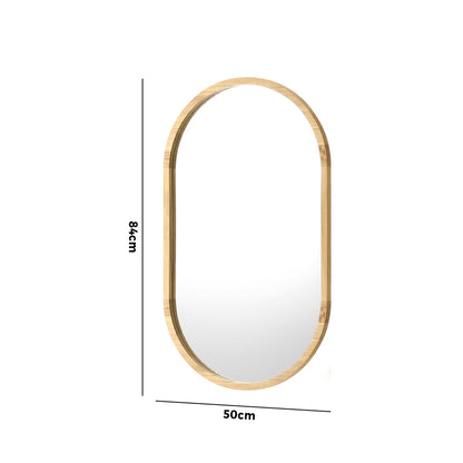 Oikiture Wall Mirrors Oval Wooden 84x50cm-Wall Mirrors-PEROZ Accessories