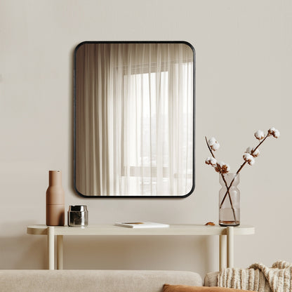 Oikiture Wall Mirrors Black Metal Frame 65x50cm Rectangle-Wall Mirrors-PEROZ Accessories