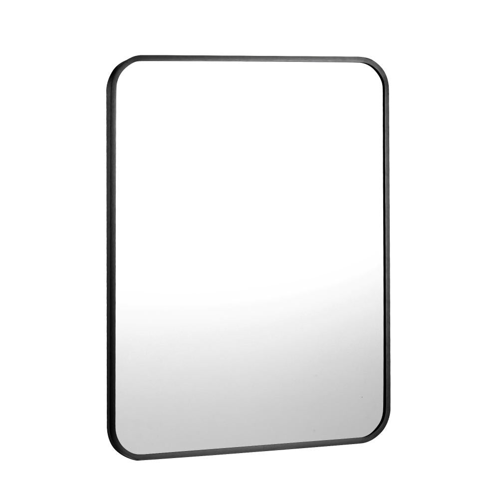 Oikiture Wall Mirrors Black Metal Frame 65x50cm Rectangle-Wall Mirrors-PEROZ Accessories