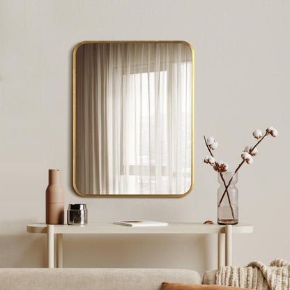 Oikiture Wall Mirrors Gold Metal Frame 65x50cm Rectangle-Wall Mirrors-PEROZ Accessories
