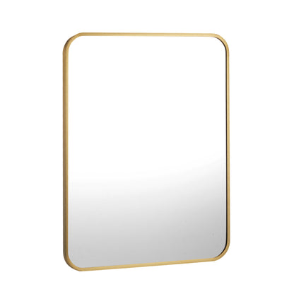 Oikiture Wall Mirrors Gold Metal Frame 65x50cm Rectangle-Wall Mirrors-PEROZ Accessories