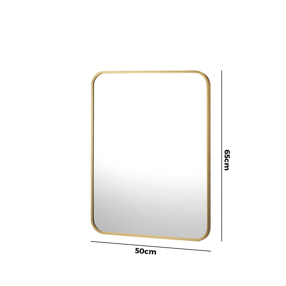 Oikiture Wall Mirrors Gold Metal Frame 65x50cm Rectangle-Wall Mirrors-PEROZ Accessories