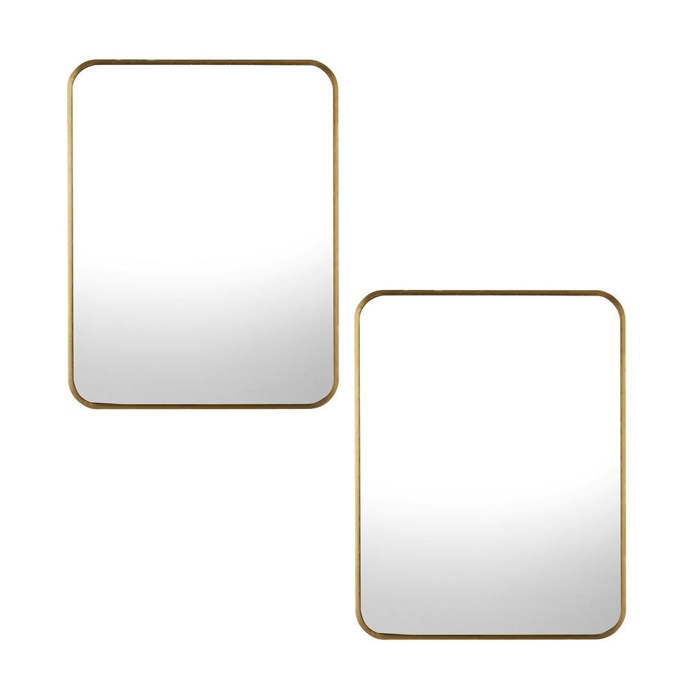 Oikiture Wall Mirrors Rectangle Mirror 65x50cm Gold Set of 2-Wall Mirror-PEROZ Accessories