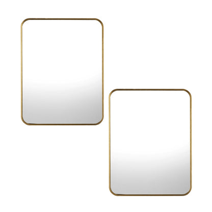 Oikiture Wall Mirrors Rectangle Mirror 65x50cm Gold Set of 2-Wall Mirror-PEROZ Accessories