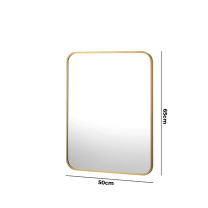 Oikiture Wall Mirrors Rectangle Mirror 65x50cm Gold Set of 2-Wall Mirror-PEROZ Accessories