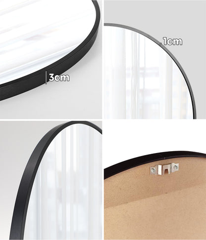 Oikiture Wall Mirrors Round 60cm Black Set of 2-Wall Mirror-PEROZ Accessories