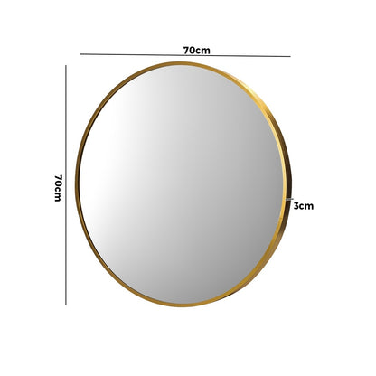 Oikiture Wall Mirrors Round 70cm Gold Set of 2-Wall Mirror-PEROZ Accessories
