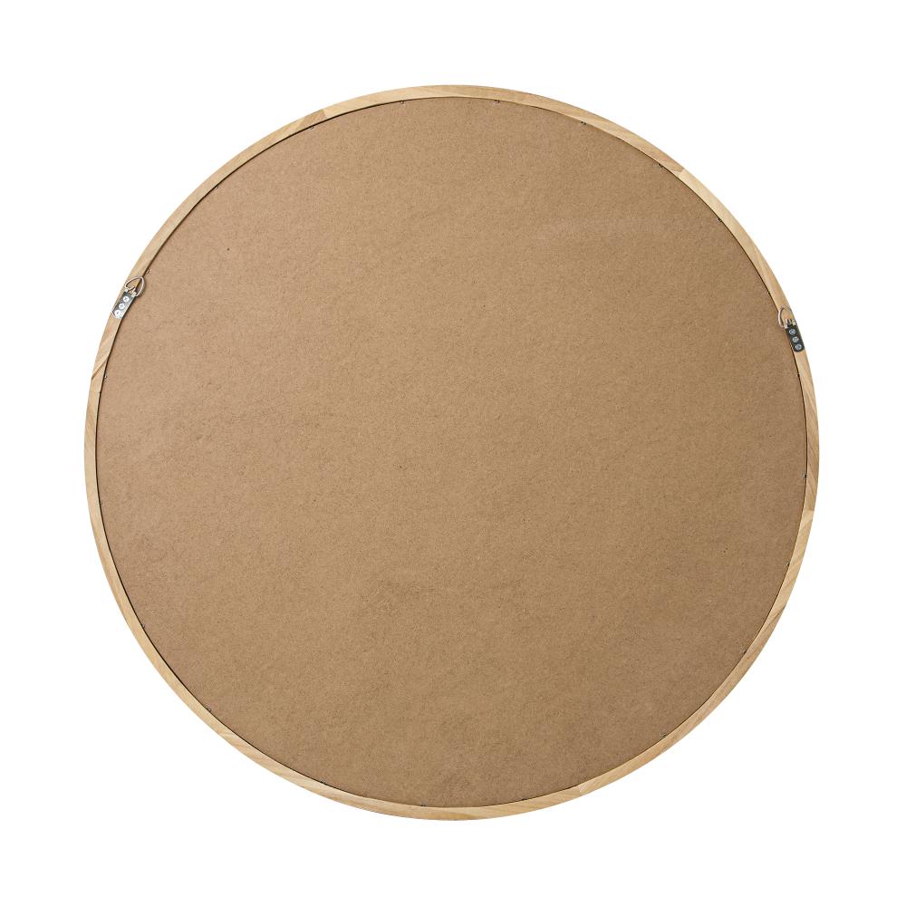Oikiture Wall Mounted Mirror with Wood Frame 70cm Round-Wall Mirrors-PEROZ Accessories