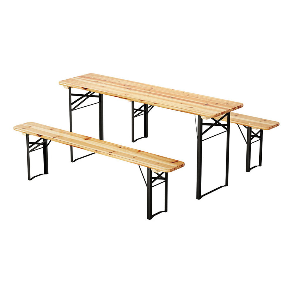 Gardeon 3 PCS Outdoor Furniture Dining Set Lounge Setting Patio Wooden Bench-Furniture &gt; Outdoor-PEROZ Accessories