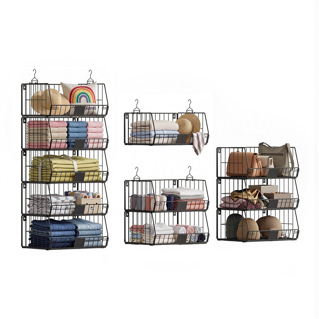 Artiss 5 Tier Stackable Closet Organizers and Storage Closet Hanging Storage Organizer Shelves-Home &amp; Garden > Storage > Clothing &amp; Wardrobe Storage-PEROZ Accessories