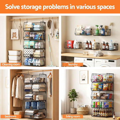 Artiss 5 Tier Stackable Closet Organizers and Storage Closet Hanging Storage Organizer Shelves-Home &amp; Garden > Storage > Clothing &amp; Wardrobe Storage-PEROZ Accessories
