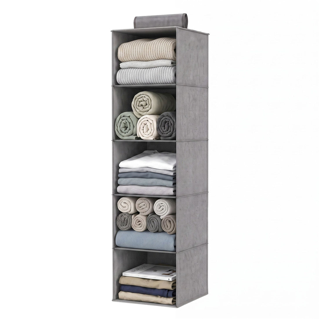 Artiss Hanging Closet Organiser 5 Tier Wardrobe Storage Grey 104cm-Home &amp; Garden > Storage > Clothing &amp; Wardrobe Storage-PEROZ Accessories