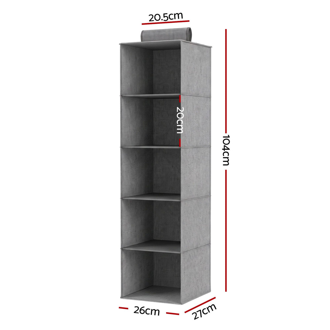 Artiss Hanging Closet Organiser 5 Tier Wardrobe Storage Grey 104cm-Home &amp; Garden > Storage > Clothing &amp; Wardrobe Storage-PEROZ Accessories