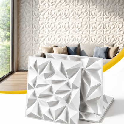 Artiss 3D Wall Panels Diamond PVC Decorative Panels 50x50cm Set of 15 Feature Wall-Home &amp; Garden > Decor > Wallpaper-PEROZ Accessories
