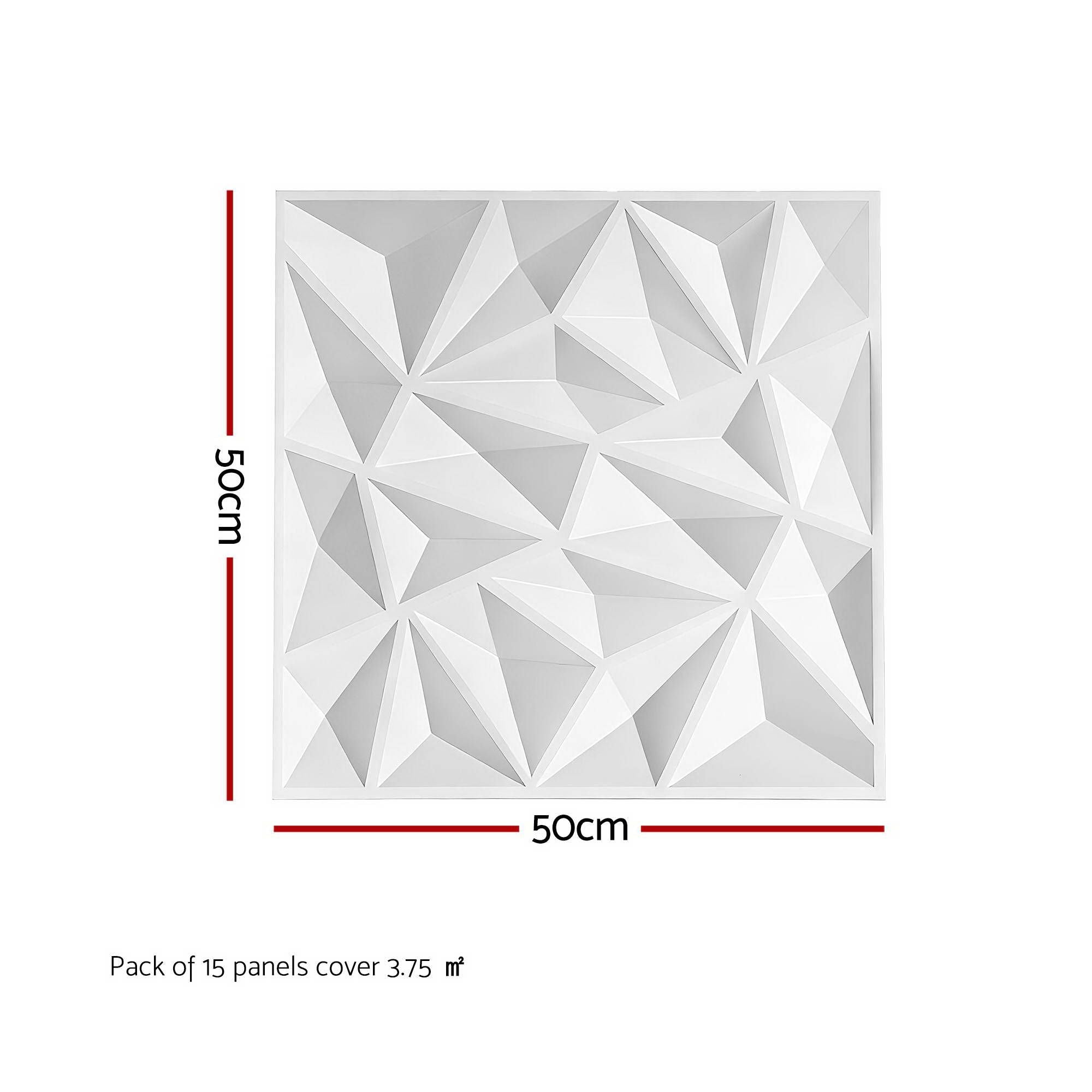 Artiss 3D Wall Panels Diamond PVC Decorative Panels 50x50cm Set of 15 Feature Wall-Home &amp; Garden > Decor > Wallpaper-PEROZ Accessories