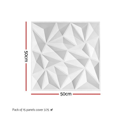 Artiss 3D Wall Panels Diamond PVC Decorative Panels 50x50cm Set of 15 Feature Wall-Home &amp; Garden > Decor > Wallpaper-PEROZ Accessories