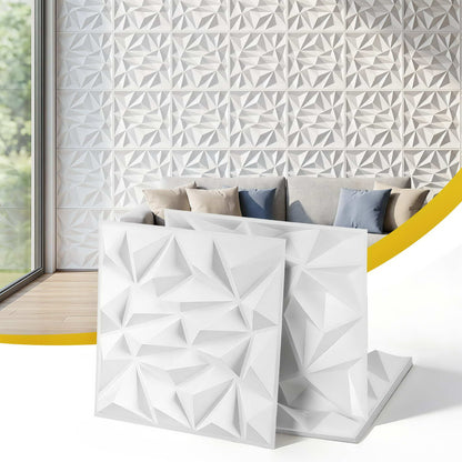 Artiss 3D Wall Panels Diamond PVC Decorative Panels 50x50cm Set of 15 Feature Wall-Home &amp; Garden > Decor > Wallpaper-PEROZ Accessories