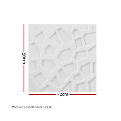 Artiss 3D Wall Panels PVC Decorative Panels 50x50cm Set of 15 Feature Wall Poly-Home &amp; Garden > Decor > Wallpaper-PEROZ Accessories